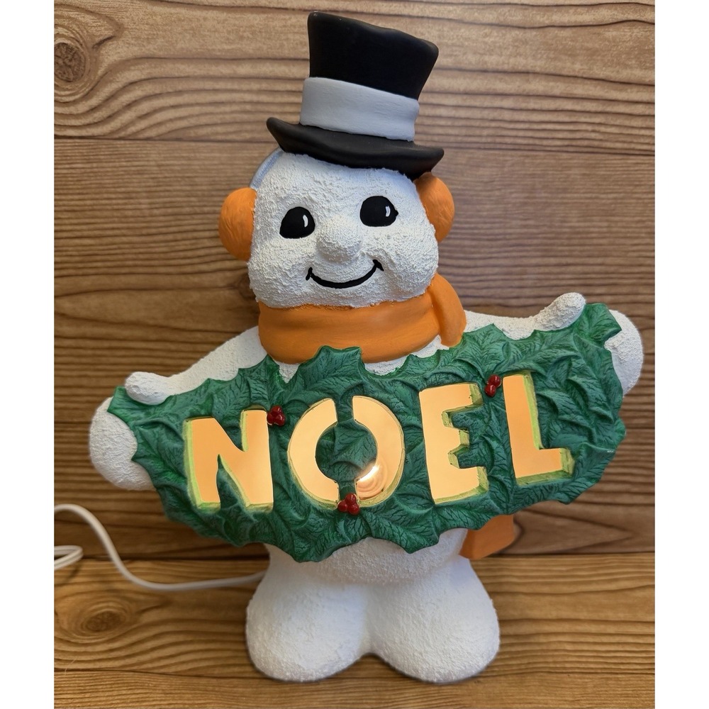 Vintage Ceramic Mold Frosty the Snowman Light Up NOEL Holly‎ Sign Christmas